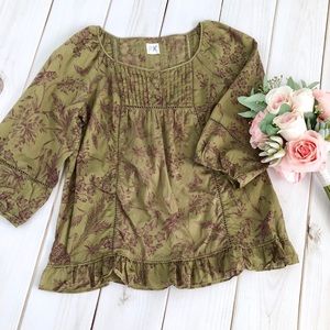 Anthropologie Green Peasant Top